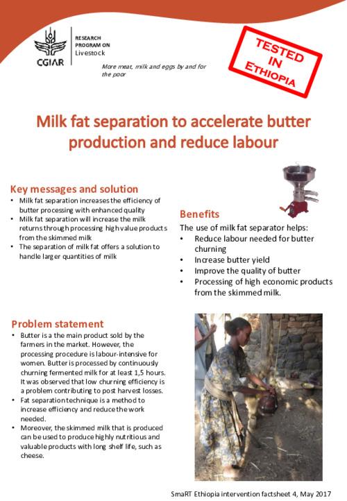 Milk fat separation to accelerate butter production and reduce labour
