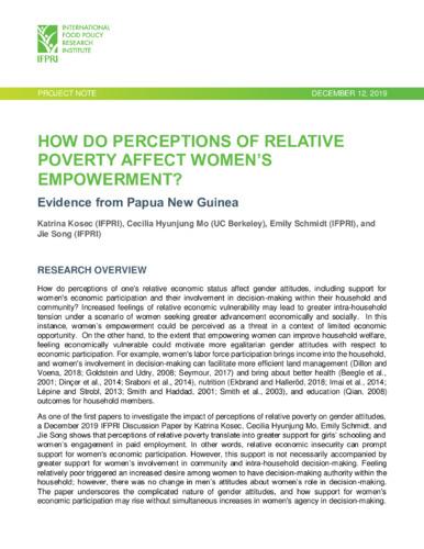 How do perceptions of relative poverty affect women's empowerment? Evidence from Papua New Guinea