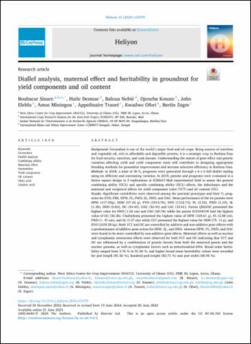 Diallel analysis, maternal effect and heritability in groundnut for yield components and oil content