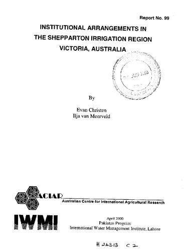 Institutional arrangements in the Shepparton Irrigation Region, Victoria, Australia