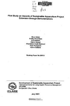 Pilot study on impacts of sustainable aquaculture project extension through demonstrations
