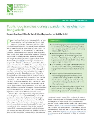 Public food transfers during a pandemic: Insights from Bangladesh