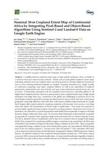 Nominal 30-m Cropland Extent Map of Continental Africa by Integrating Pixel-Based and Object-Based Algorithms Using Sentinel-2 and Landsat-8 Data on Google Earth Engine