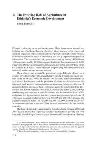 The evolving role of agriculture in Ethiopia's economic development