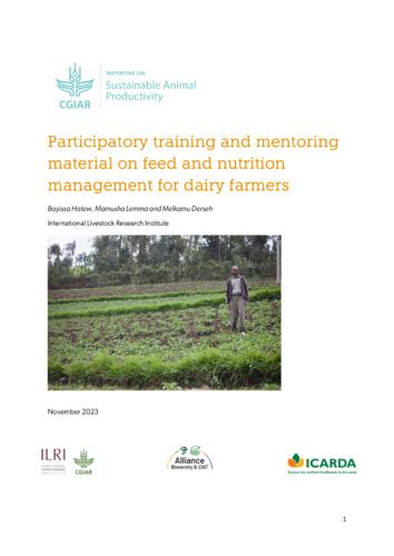 Participatory training and mentoring material on feed and nutrition management for dairy farmers