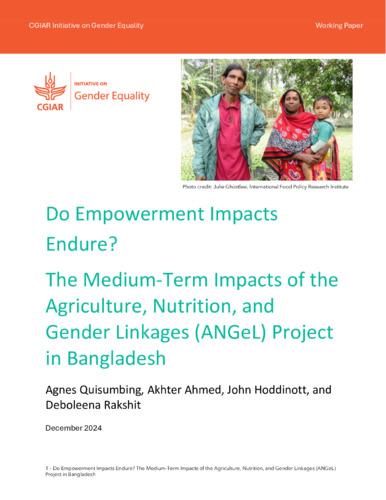 Do empowerment impacts endure? The medium-term impacts of the Agriculture, Nutrition, and Gender Linkages (ANGeL) Project in Bangladesh