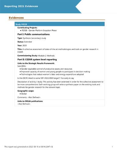 A collective assessment of state-of-the art methodologies and tools on gender research in CGIAR