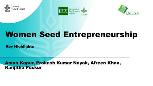 Women seed entrepreneurship: Key highlights