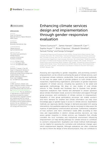 Enhancing climate services design and implementation through gender-responsive evaluation