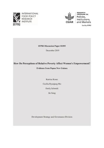 How do perceptions of relative poverty affect women's empowerment? Evidence from Papua New Guinea