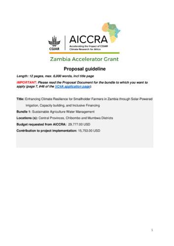 Proposal guideline: Enhancing Climate Resilience for Smallholder Farmers in Zambia through Solar-Powered Irrigation, Capacity building, and Inclusive Financing. Prebemu Enterprises Ltd