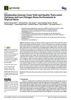 Relationship between grain yield and quality traits under optimum and low-nitrogen stress environments in tropical maize