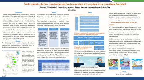TH1.1: Gender dynamics: Barriers, opportunities and risks in aquaculture and agriculture sector in northwest Bangladesh