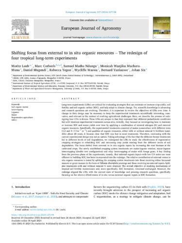 Shifting focus from external to in situ organic resources – the redesign of four tropical long-term experiments