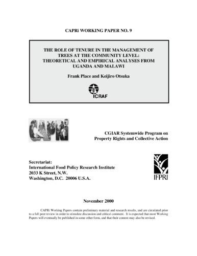The role of tenure in the management of trees at the community level: theoretical and empirical analyses from Uganda and Malawi