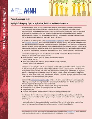 A4NH 2019 annual report highlights: Gender