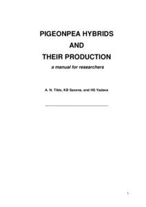 Pigeonpea hybrids and their production: a manual for researchers