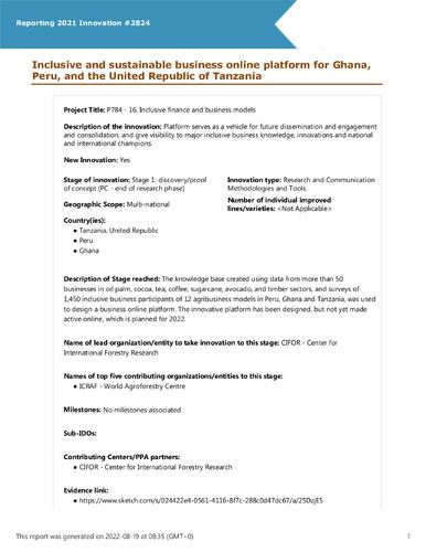 Inclusive and sustainable business online platform for Ghana, Peru, and the United Republic of Tanzania