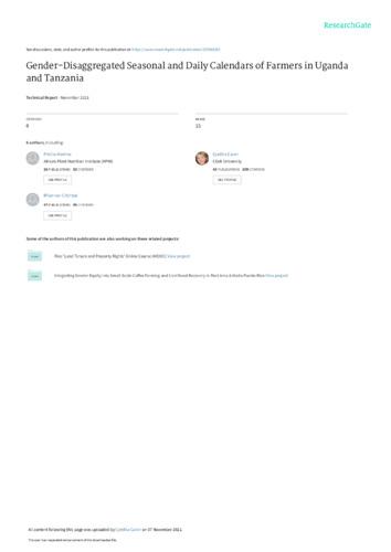 Gender-disaggregated seasonal and daily calendars of farmers in Uganda and Tanzania