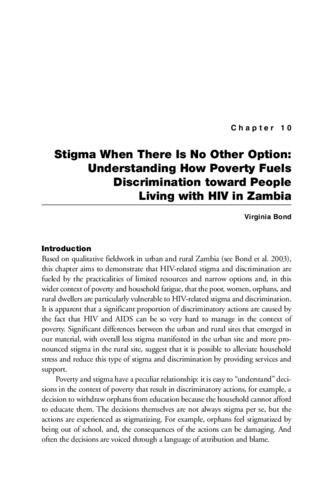Stigma When There Is No Other Option: Understanding How Poverty Fuels Discrimination toward People Living with HIV in Zambia