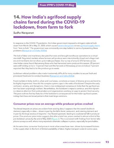 How India’s agrifood supply chains fared during the COVID-19 lockdown, from farm to fork