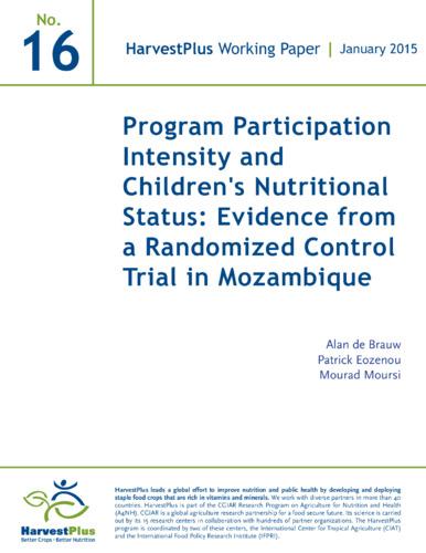 Program participation intensity and children's nutritional status: Evidence from a randomized control trial in Mozambique