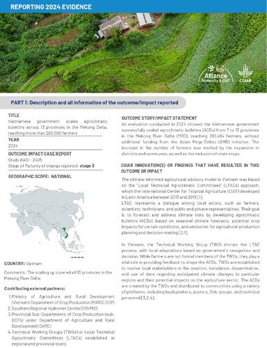 Vietnamese government scales agroclimatic bulletins across 13 provinces in the Mekong Delta, reaching more than 290,000 farmers