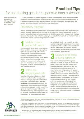 Practical tips for conducting gender-responsive data collection