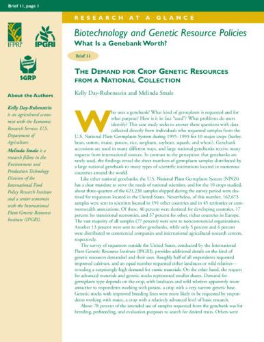 The demand for crop genetic resources from a national collection