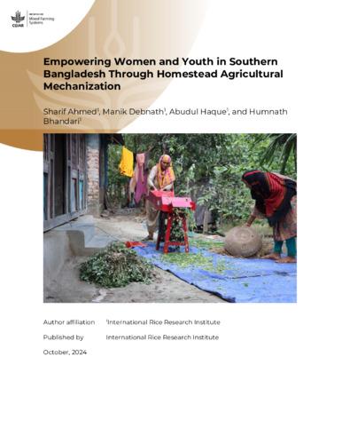 Empowering Women and Youth in Southern Bangladesh through Homestead Agricultural Mechanization