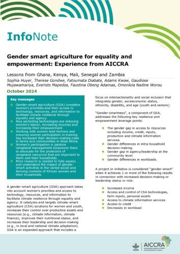 Gender Smart Agriculture for Equality and Empowerment: Experience from AICCRA