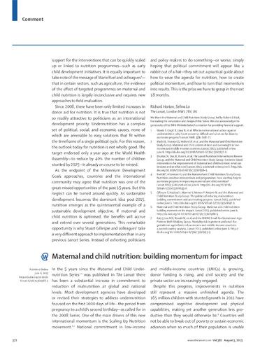 Maternal and child nutrition: Building momentum for impact