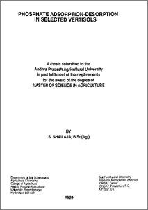 Phosphate adsorption-desorption in selected vertisols