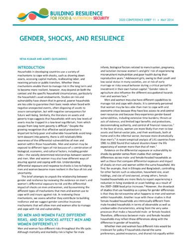 Gender, shocks, and resilience