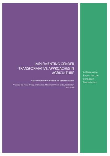Implementing gender transformative approaches in agriculture: A discussion paper for the European Commission