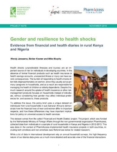 Gender and resilience to health shocks: Evidence from financial and health diaries in rural Kenya and Nigeria