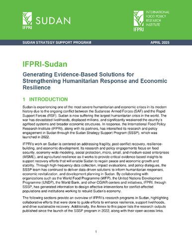 IFPRI-Sudan: Generating evidence-based solutions for strengthening humanitarian response and economic resilience