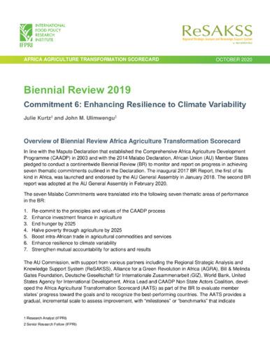 Biennial review 2019: Commitment 6: Enhancing resilience to climate variability