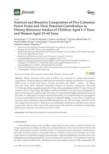Nutrient and bioactive composition of five Gabonese forest fruits and their potential contribution to dietary reference intakes of children aged 1–3 years and women aged 19–60 years