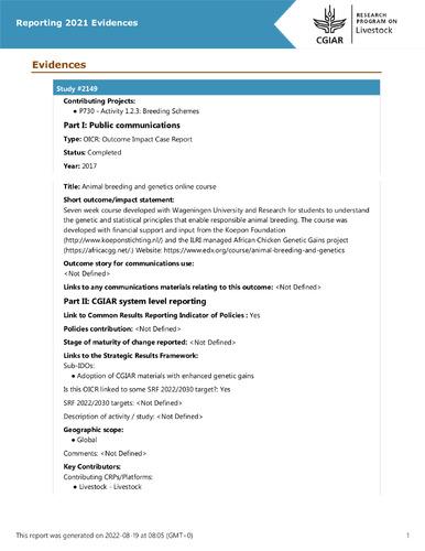 Animal breeding and genetics online course