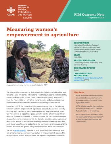 Measuring women’s empowerment in agriculture
