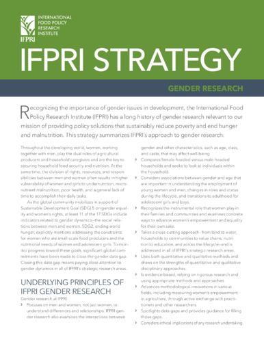 IFPRI strategy: Gender research