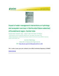 Impact of water management interventions on hydrology and ecosystem services in Garhkundar-Dabar watershed of Bundelkhand region, Central India