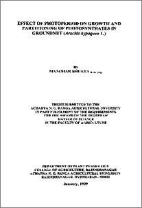 Effect of photoperiod on growth and partitioning of photosynthates in groundnut (Arachis hypogaea L.)