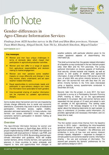Gender-differences in Agro-Climate Information Services (Findings from ACIS baseline survey in Ha Tinh and Dien Bien provinces, Vietnam)