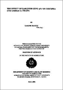 Effect of earliness gene efl-1 on chickpea (Cicer arietinum L.) traits