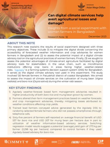 Can digital climate services help avert agricultural losses and damage? Insights from a social experiment with women farmers in Bangladesh