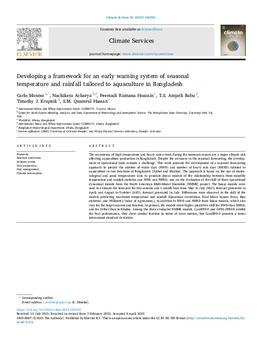 Developing a framework for an early warning system of seasonal temperature and rainfall tailored to aquaculture in Bangladesh