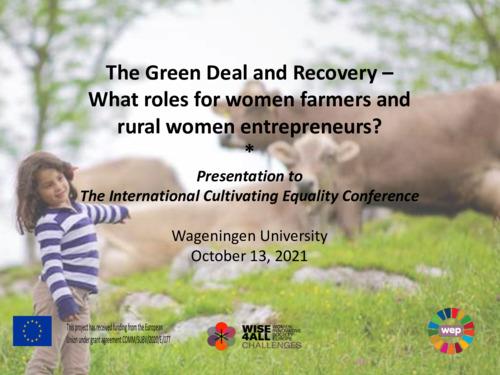 WE4.3: The Green Deal and Recovery - What roles for women farmers and rural women entrepreneurs?