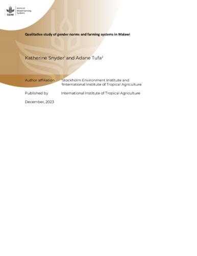 Qualitative study of gender norms and farming systems in Malawi